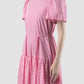 Soprano magenta striped tiered maxi dress