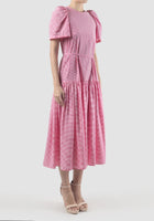 Soprano magenta striped tiered maxi dress