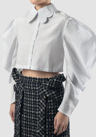 Blue-white Whiting cropped shirt