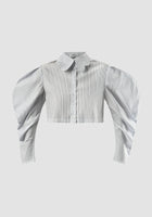 Blue-white Whiting cropped shirt