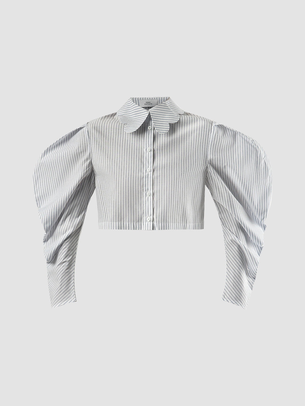 Blue-white Whiting cropped shirt