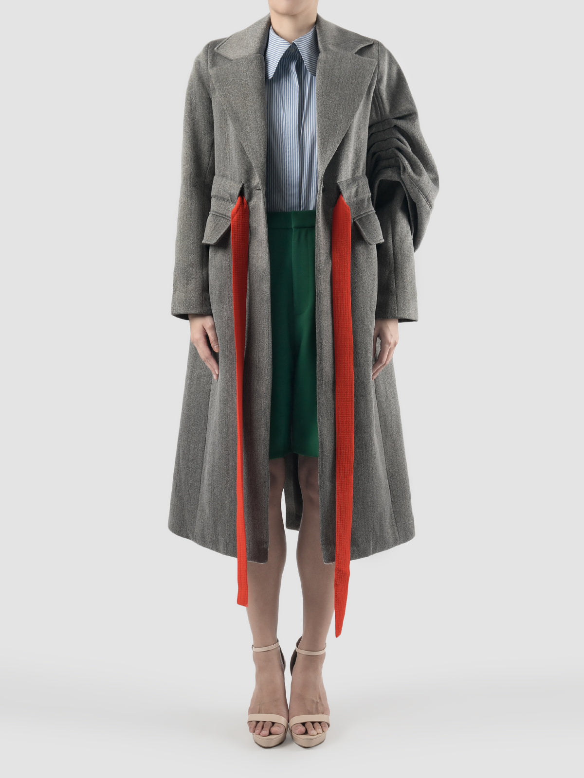 Excavation Long Outerwear In Grey