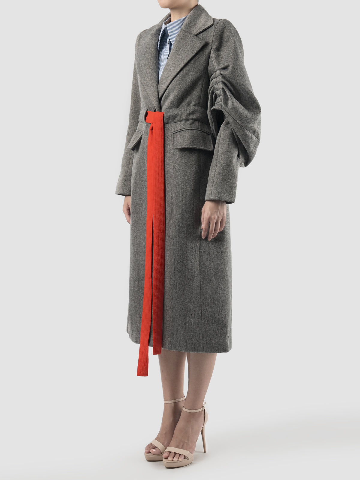 Excavation Long Outerwear In Grey