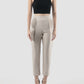 Tempo cream white straight pants with scalloped details