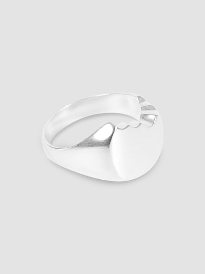 Silver Bitten round signet ring