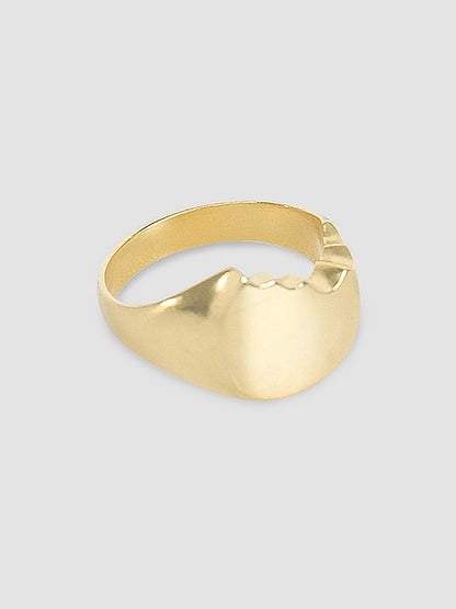 Gold Bitten round signet ring