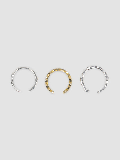 Trio Heart silver-gold rings set