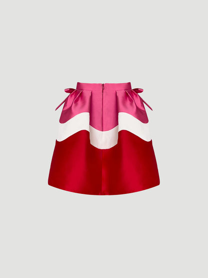 Neon pink-sangria red Shamisen skirt