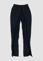 Deconstructed Black Pants with Unfinished Hem in Black