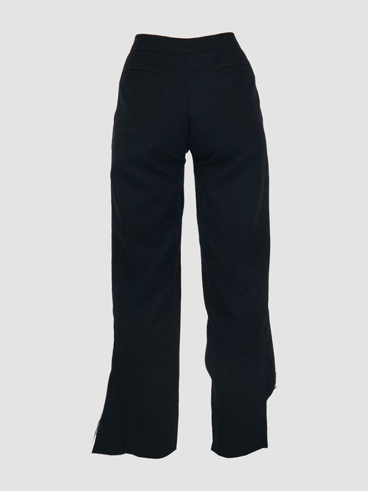 Deconstructed Black Pants with Unfinished Hem in Black