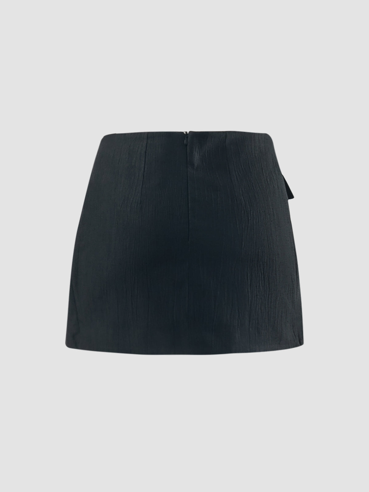Black denim mini skirt with distressed details – PILLAR