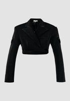 Black cropped tailored neoprene suit