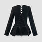 Black deconstructed corset suit with long sleeves