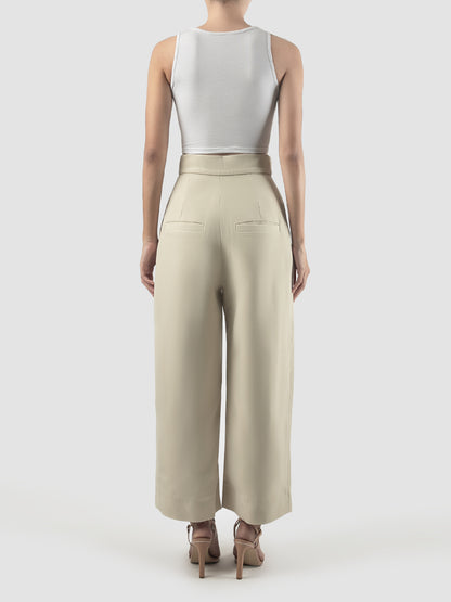 Eggshell white tailored pleated pants