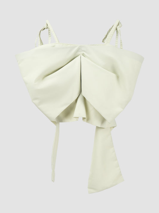 Nylon Bow Top with Adjustable Straps and Back Opening in Seafoam Green