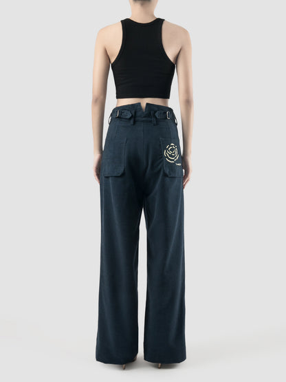 Blue TLS jacquard basic pants