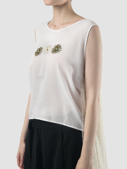 Drama Drape Tank Top In White