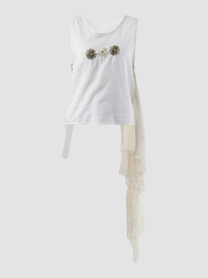 Drama Drape Tank Top In White