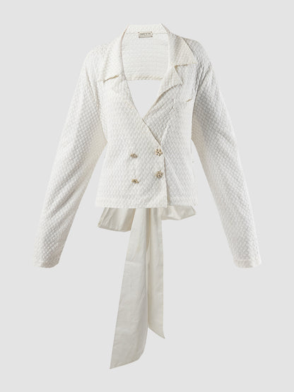 White Bow long-sleeved jacket