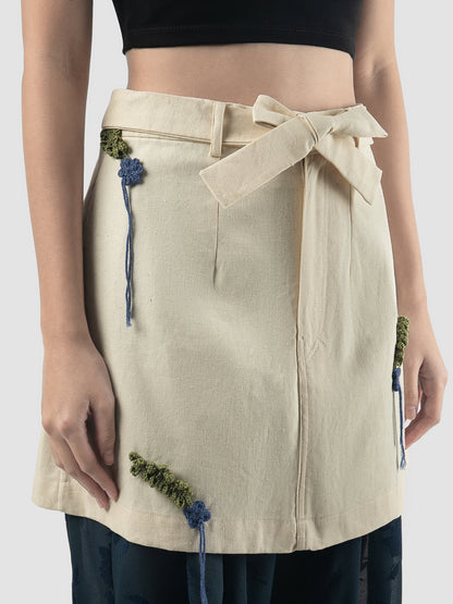 Cream Blossom Mini Skirt Apron