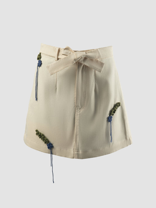 Cream Blossom Mini Skirt Apron