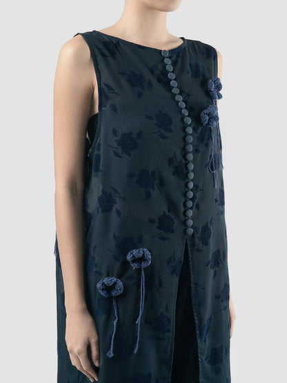 Rose Sheer Dress In Dark Blue