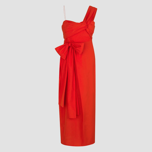 Poppy red Valentina cotton long dress