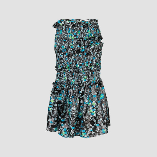 Black-aqua Vianca yarrow fil-coupé skirt