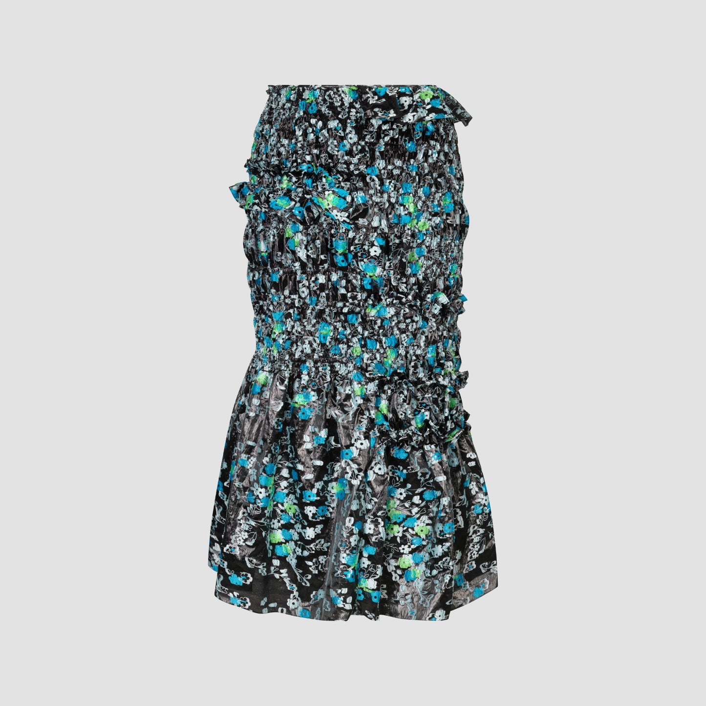 Black-aqua Vianca yarrow fil-coupé skirt