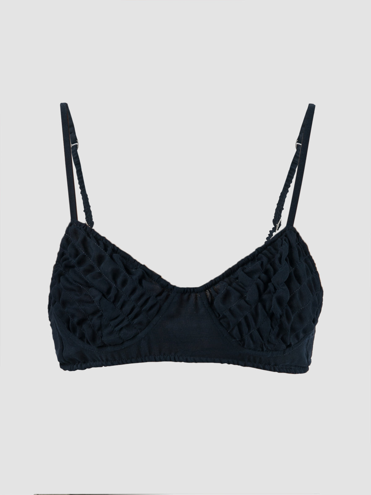 Navy Slanted shirred bralette