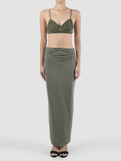 Green Slanted shirred bralette