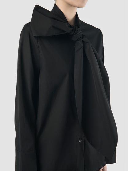 Big Bow black poplin shirt