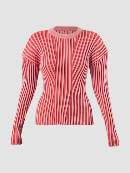 Red Slauchy ribbed sweater