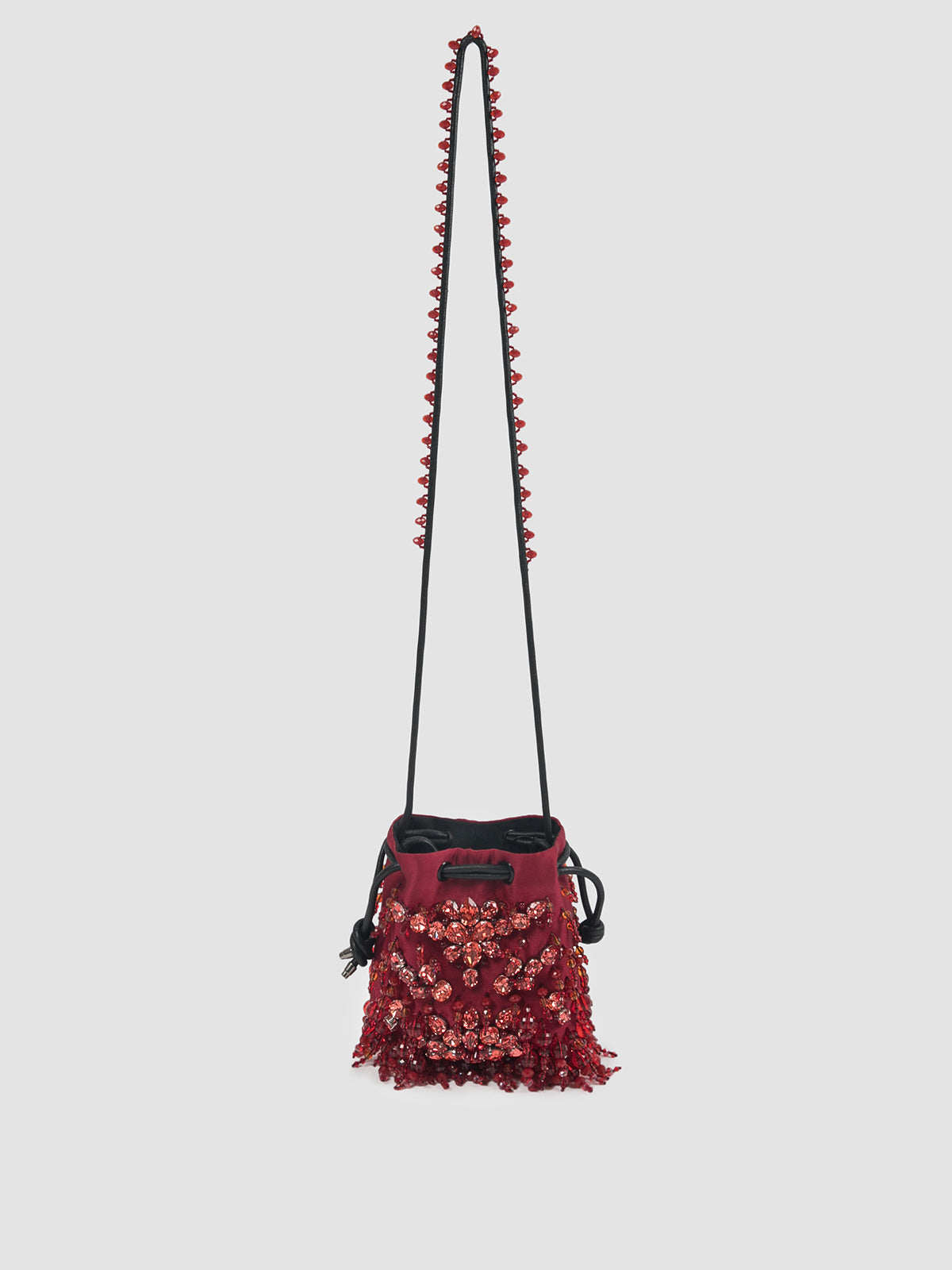 Jewel Orange Embellished Mini Bucket Bag