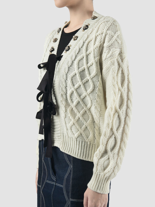 Skyler off-white knitted cardigan