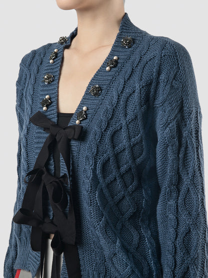 Skyler blue knitted cardigan