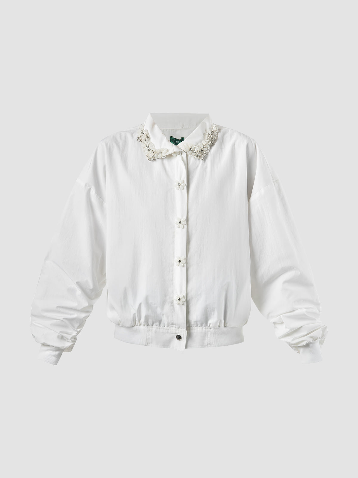 Misty off-white bomber jacket with decorated collar