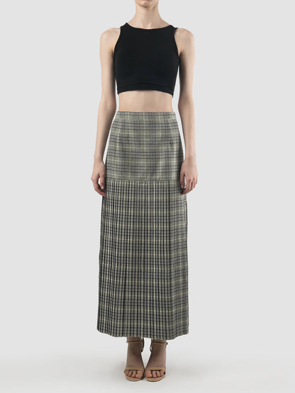 Lagom green plaid pleated skirt