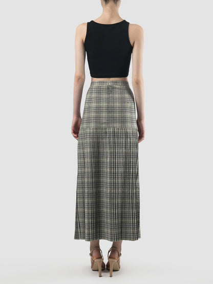 Lagom green plaid pleated skirt