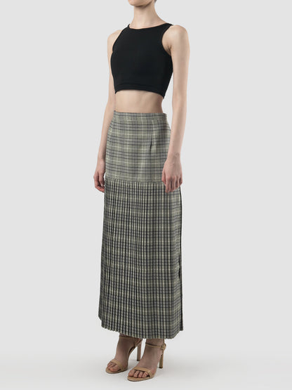 Lagom green plaid pleated skirt