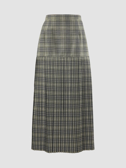 Lagom green plaid pleated skirt