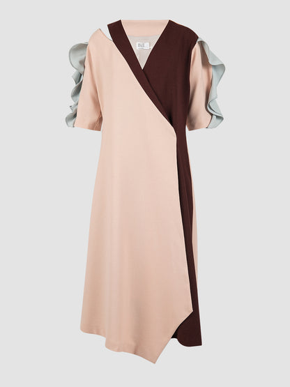 Caly burnt maroon midi wrap dress