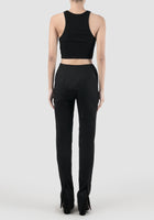 Back Slits high-waisted black slim pants