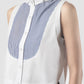 Mono sleeveless white-blue cropped shirt