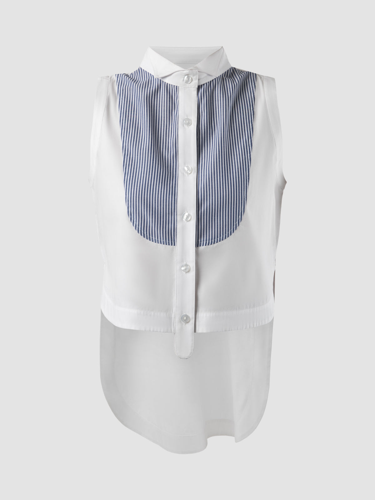 Mono sleeveless white-blue cropped shirt