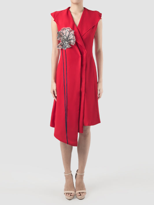 Maiko red midi shirt dress