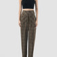 Petal brown check-patterned pants