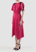 Fuschia Hexa asymmetrical dress