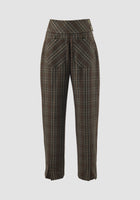 Petal brown check-patterned pants