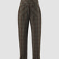 Petal brown check-patterned pants